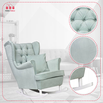 Fotel uszak Gaja bujany skandynawski Family Meble groszkowy seledynowy