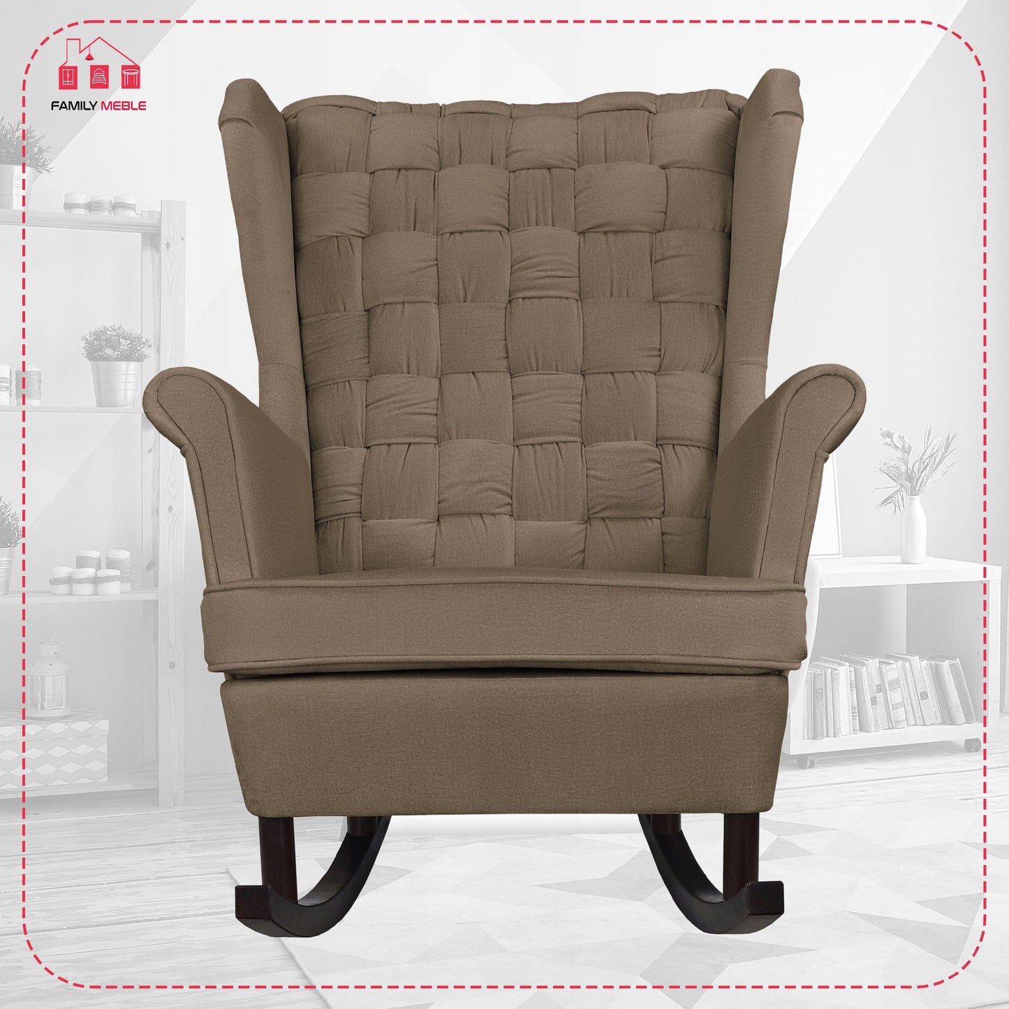 Fotel uszak Carol bujany skandynawski Family Meble beżowy, brązowy