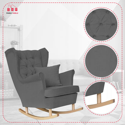 Fotel uszak Gaja bujany skandynawski Family Meble szary welur wygodny antracyt