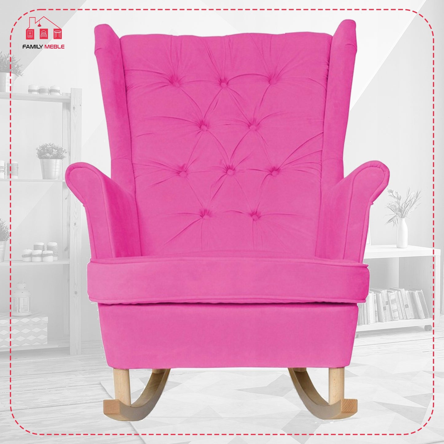 Fotel uszak Gaja bujany skandynawski Family Meble PINK dziewczęcy róż pudrowy