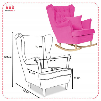 Fotel uszak Gaja bujany skandynawski Family Meble PINK dziewczęcy róż pudrowy