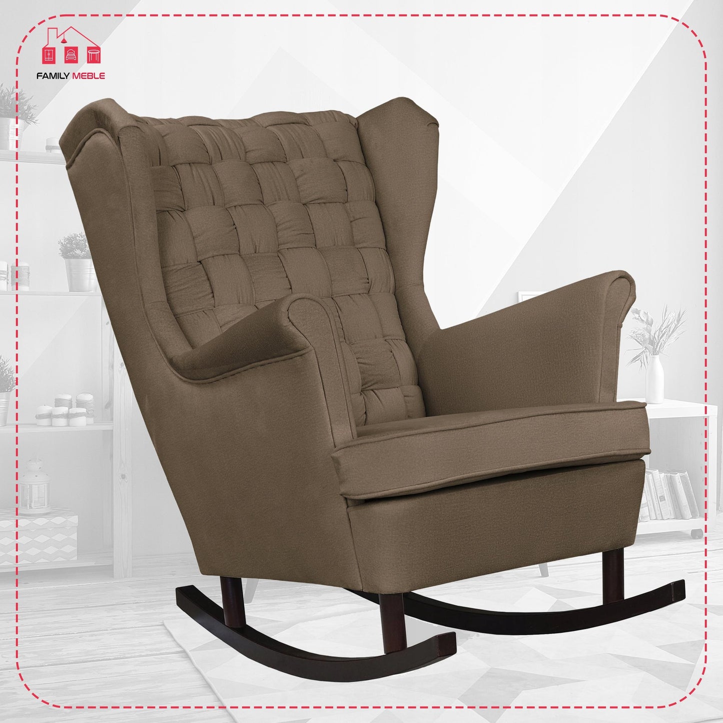 Fotel uszak Carol bujany skandynawski Family Meble beżowy, brązowy