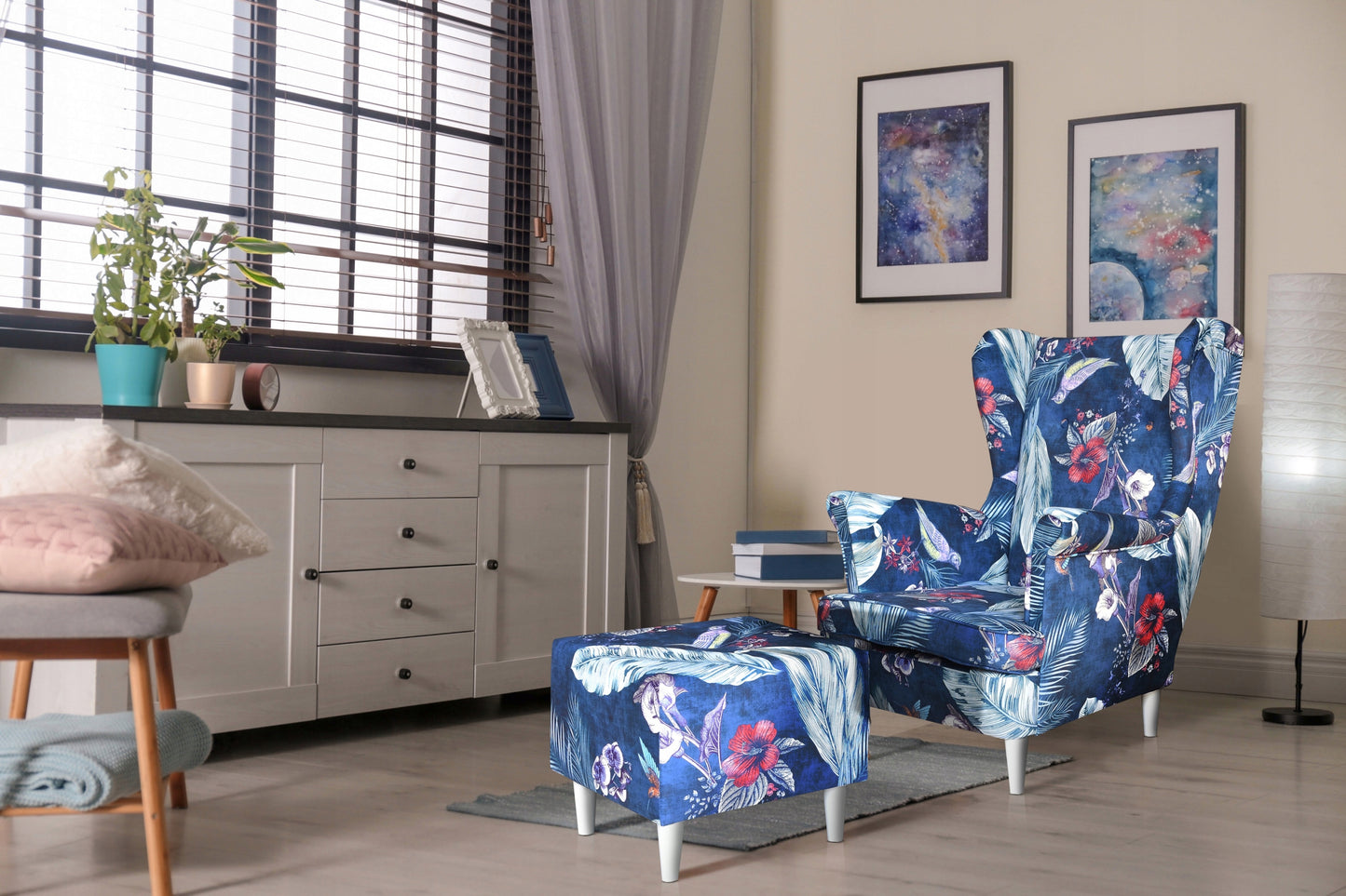 Fotel uszak Carol skandynawski Family Meble jasna mięta pistacja