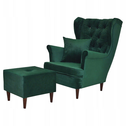 Fotel uszak Gaja z podnóżkiem, skandynawski Family Meble GLAMOUR solon