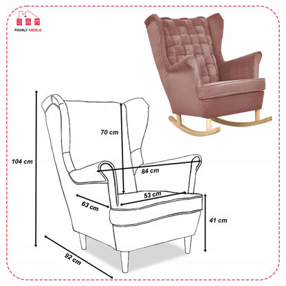 Fotel uszak Carol bujany skandynawski Family Meble brudny różowy