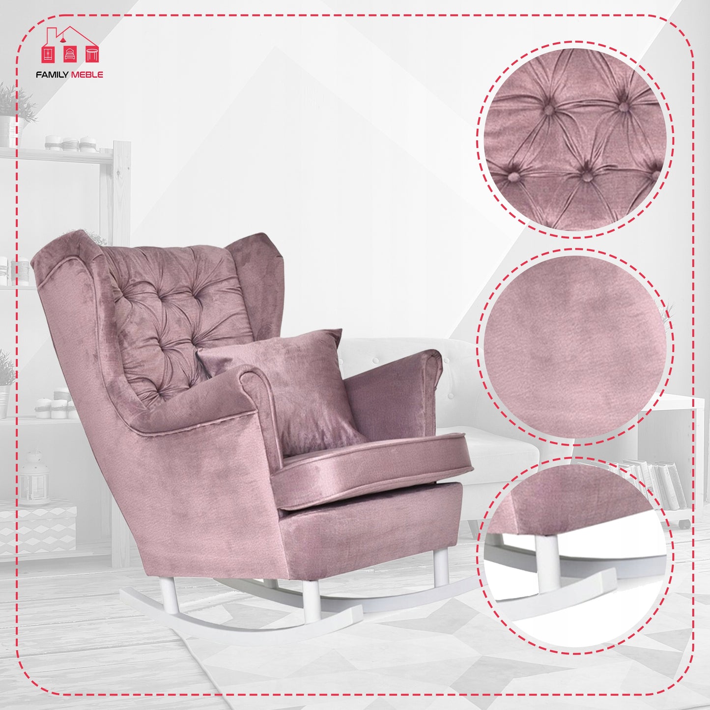 Fotel uszak Gaja bujany skandynawski Family Meble kobiety karmiącej