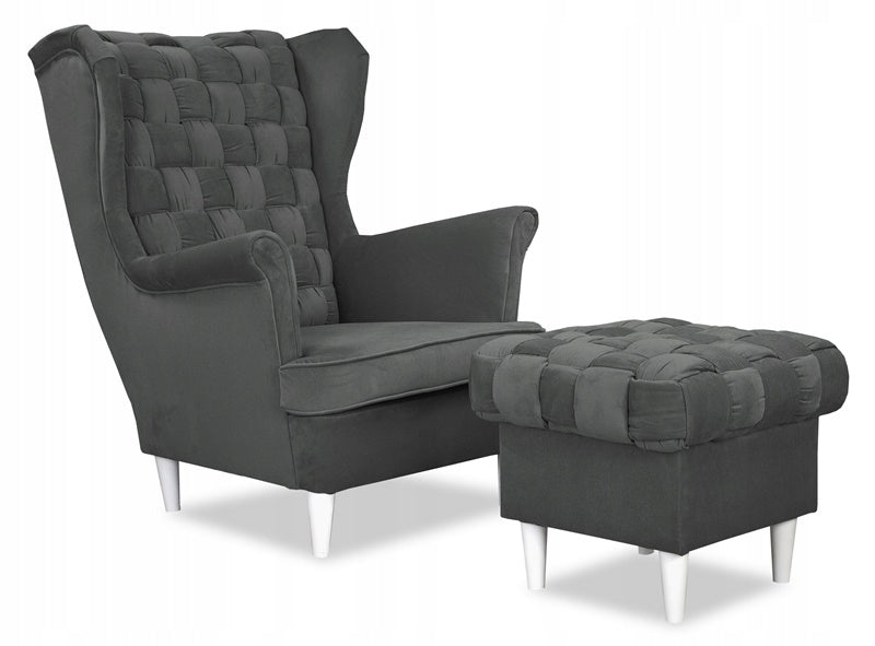 Fotel uszak Carol skandynawski Family Meble plecione oparcie ANTRACYT