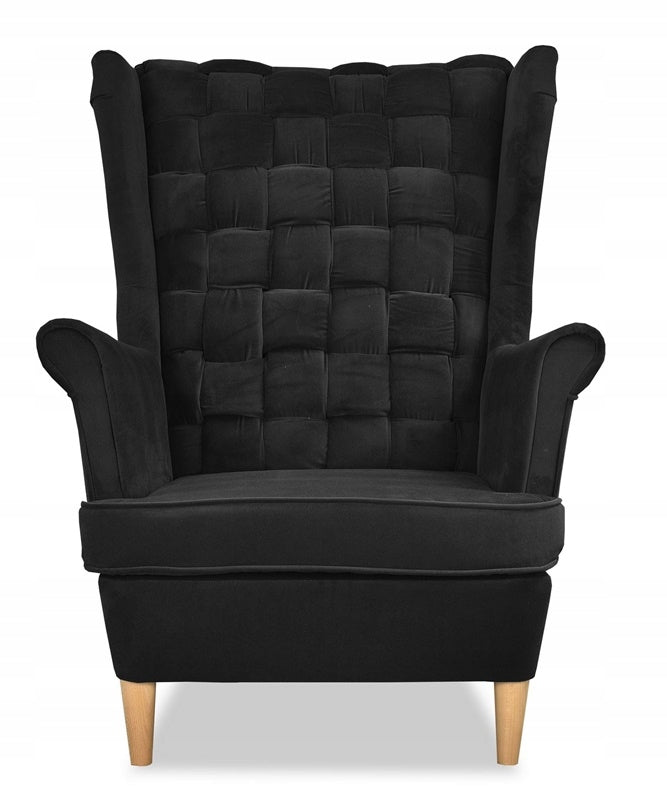 Fotel uszak Carol skandynawski Family Meble czarna głębia,czerń nowość