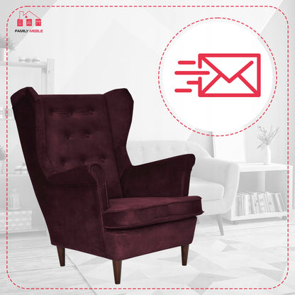 Fotel uszak Diana skandynawski Family Meble burgund pikowany water proof