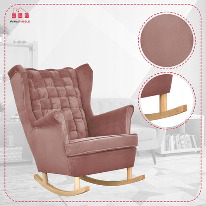 Fotel uszak Carol bujany skandynawski Family Meble brudny różowy