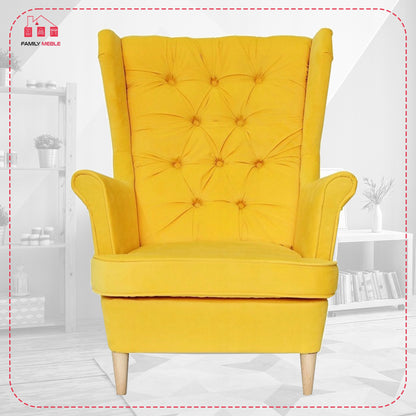Fotel uszak Gaja skandynawski Family Meble żółty cytrynowy melonowy