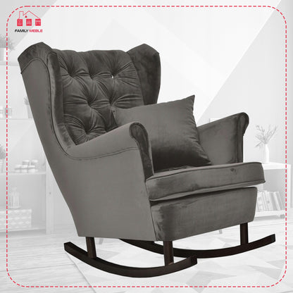 Fotel uszak Gaja bujany skandynawski Family Mebl brunatny szaro czarny