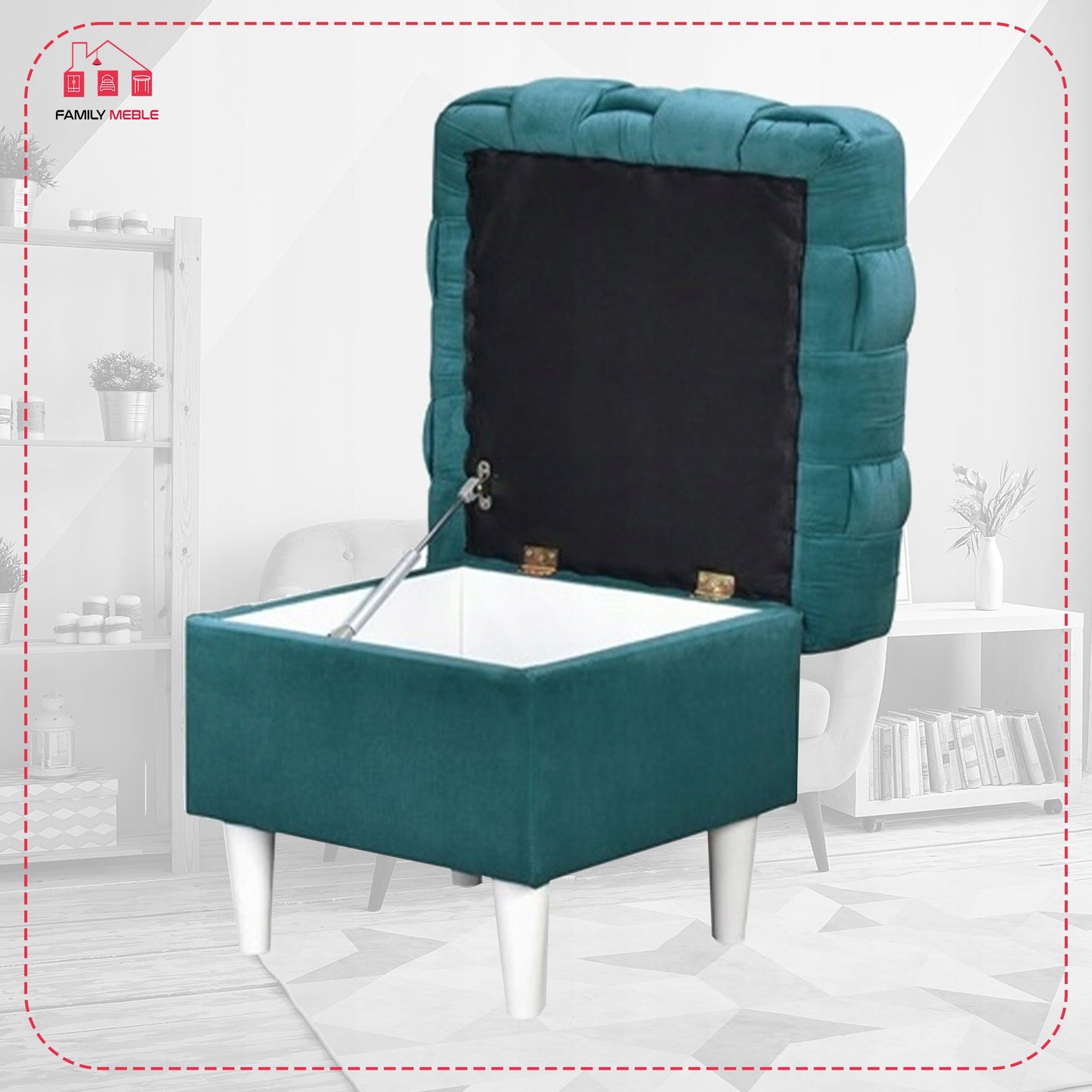 Fotel uszak Carol z podnóżkiem skandynawski Family Meble jasny beżowy