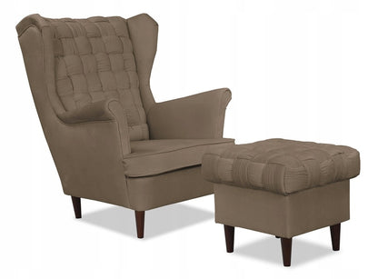 Fotel uszak Carol skandynawski Family Meble CIEMNY BEŻ brązowy wygodny