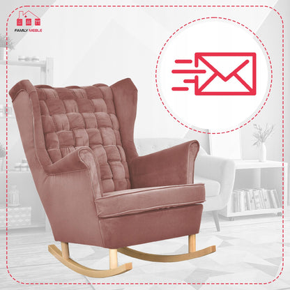 Fotel uszak Carol bujany skandynawski Family Meble brudny różowy