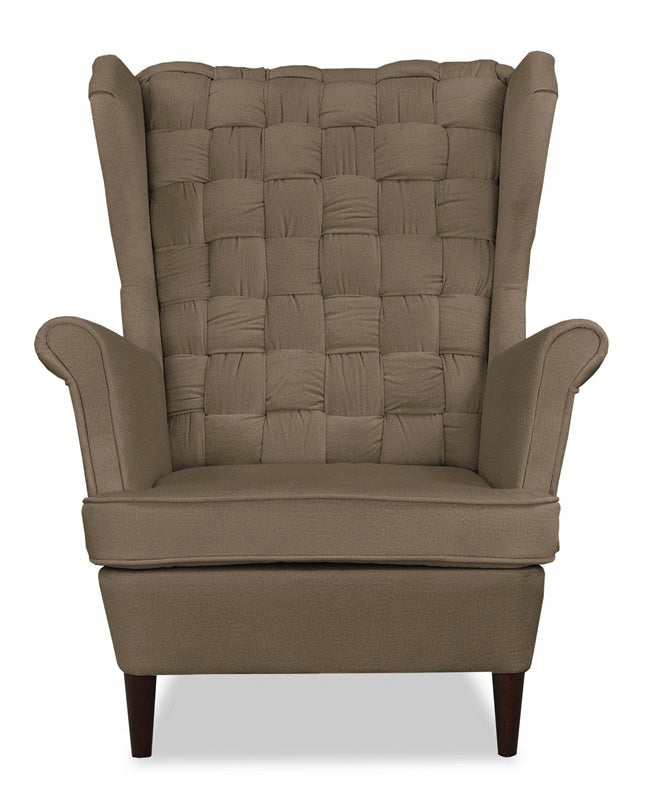 Fotel uszak Carol skandynawski Family Meble CIEMNY BEŻ brązowy wygodny