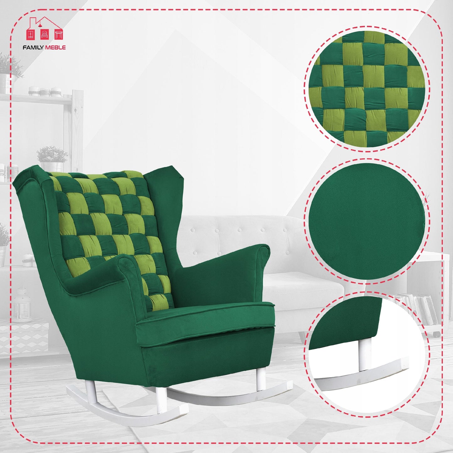 Fotel uszak bujany Carol Duo Family Meble zielona butelka jasna zieleń moda