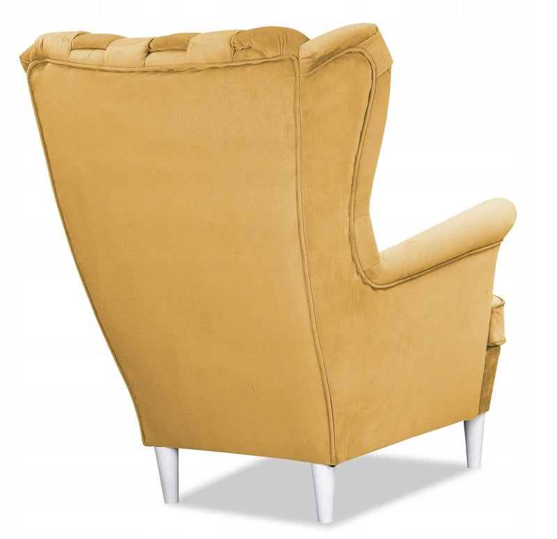 Fotel uszak Carol skandynawski Family Meble zgaszony żółty cytrynowy