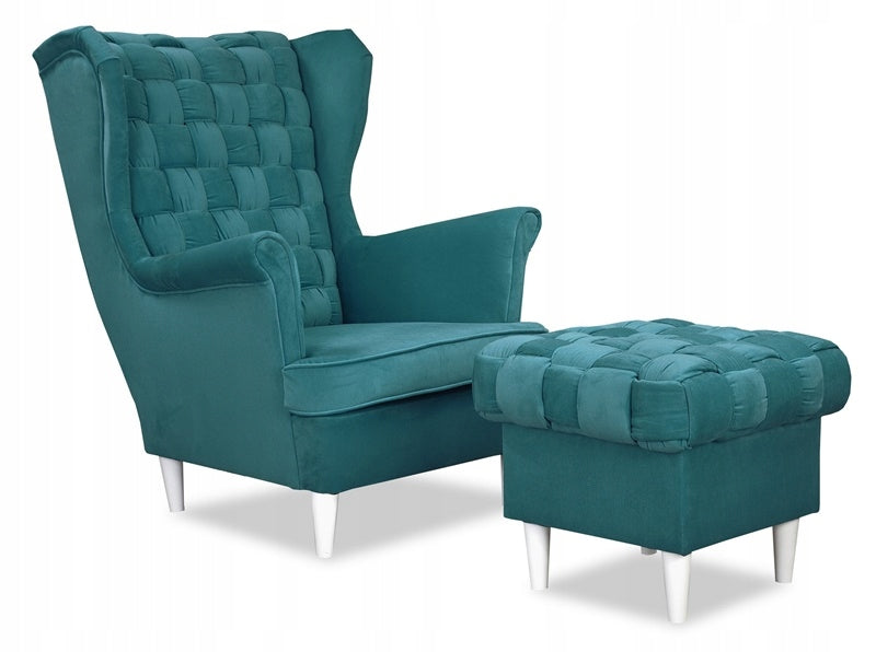 Fotel uszak Carol skandynawski Family Meble TURKUS morski niebieski