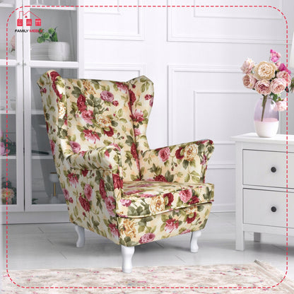 Fotel uszak ARI PRINT skandynawski Family Meble monstera złoto czarny