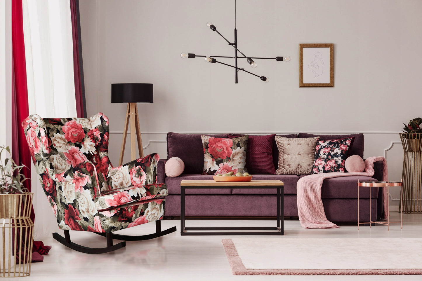 Fotel uszak Carol skandynawski Family Meble szampański jasny beż krem