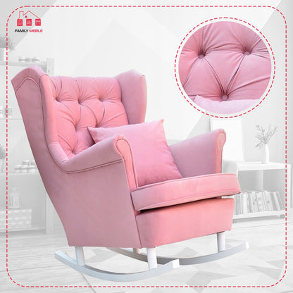 Fotel uszak bujany skandynawski Gaja Family Meble wrzosowy róż salonu