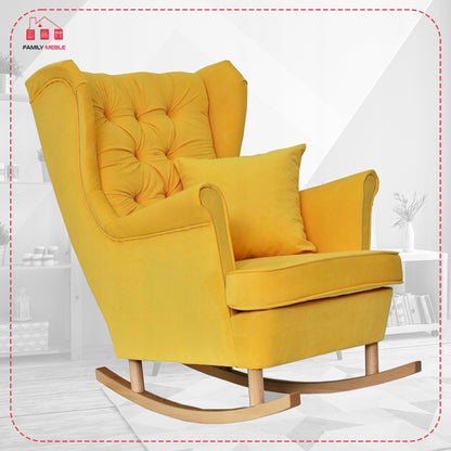 Fotel uszak Gaja bujany skandynawski Family Meble żółty na biegunach