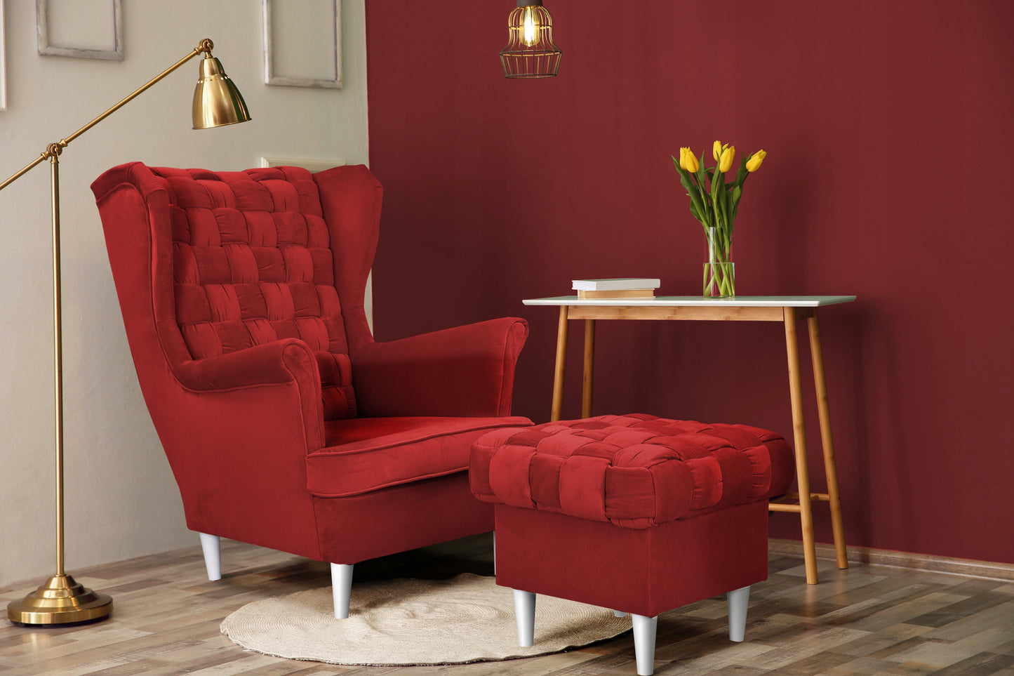 Fotel uszak Carol skandynawski Family Meble zgaszony żółty cytrynowy