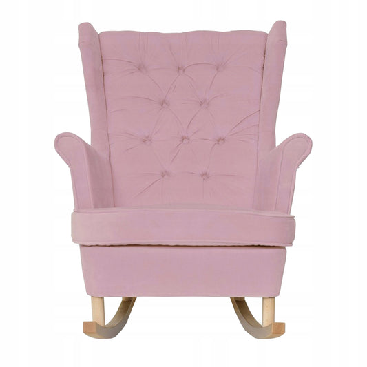 Fotel uszak Gaja bujany skandynawski Family Meble róż bujak na płozach