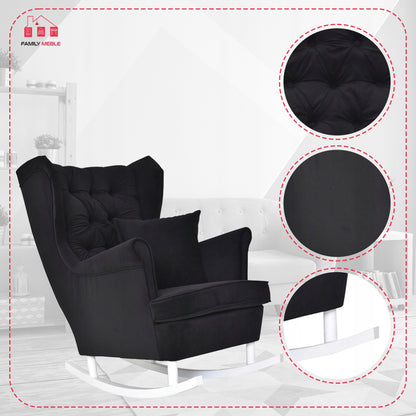 Fotel uszak Gaja bujany skandynawski Family Meble czarny głębokie piki