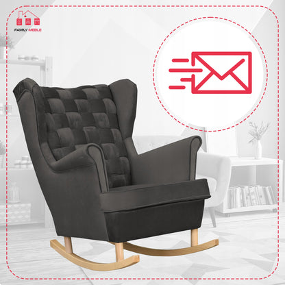 Fotel uszak Carol bujany skandynawski Family Meble grafitowy ciemny