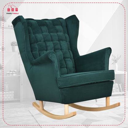 Fotel uszak Carol bujany skandynawski Family Meble butelkowa zieleń