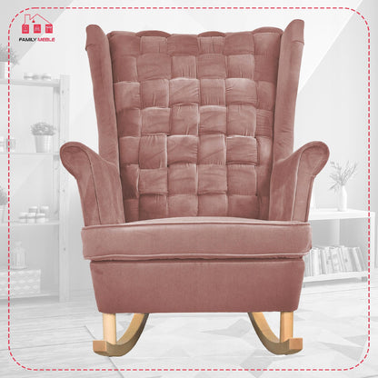 Fotel uszak Carol bujany skandynawski Family Meble brudny różowy