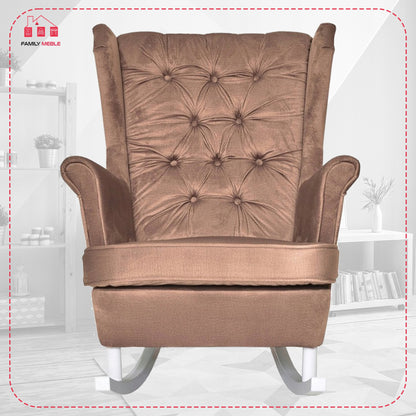 Fotel uszak Gaja bujany skandynawski Family Meble perłowy łososiowy