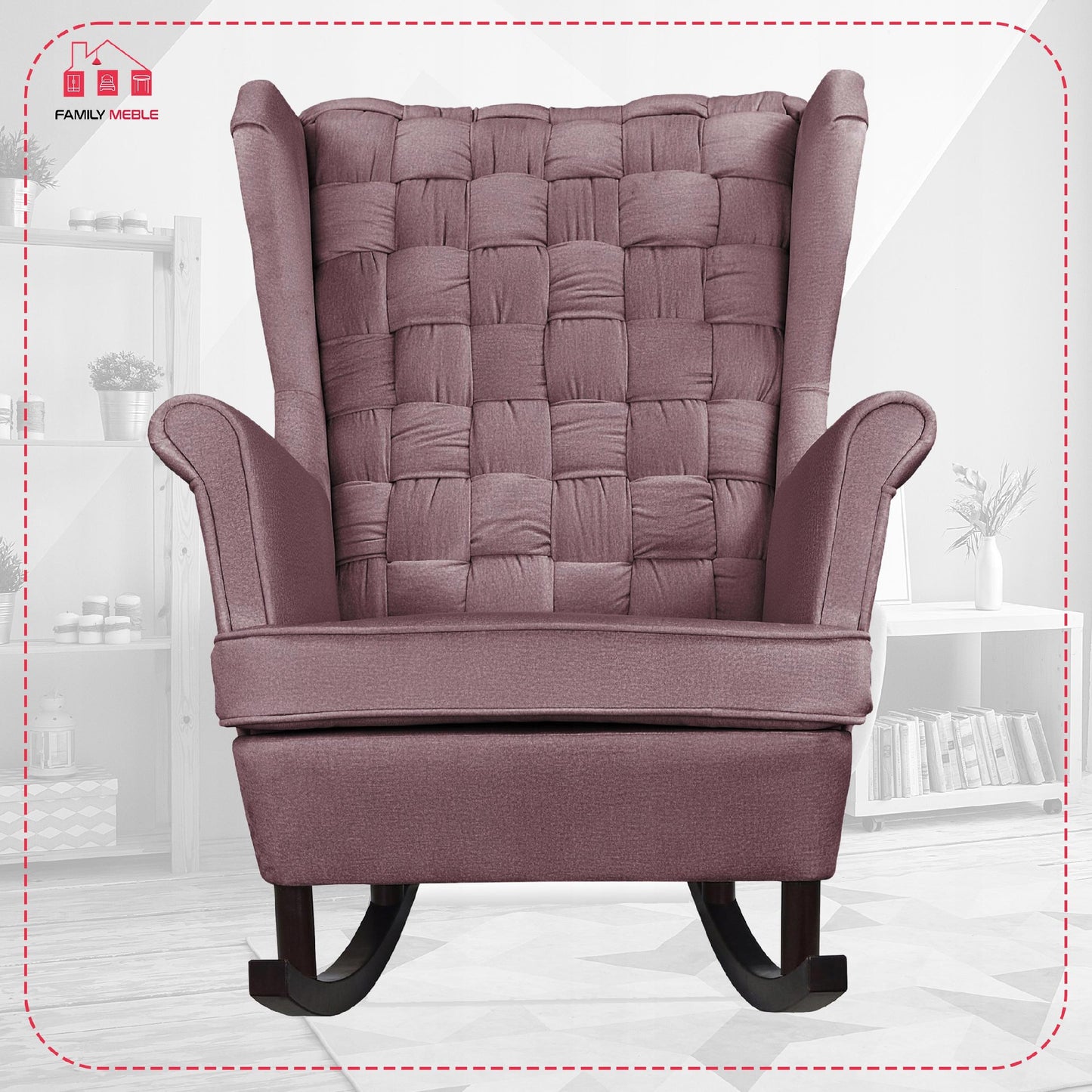 Fotel uszak Carol bujany skandynawski Family Meble brudny róż, różowy