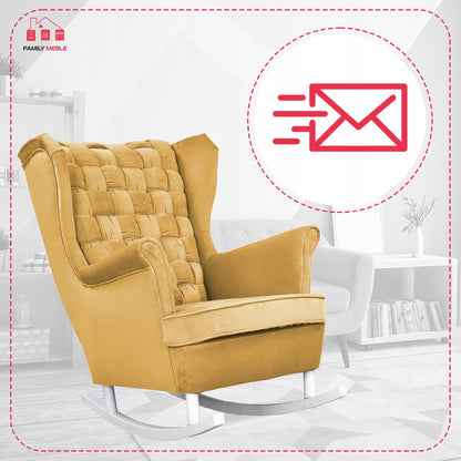 Fotel uszak Carol bujany skandynawski Family Meble słoneczny, żółty