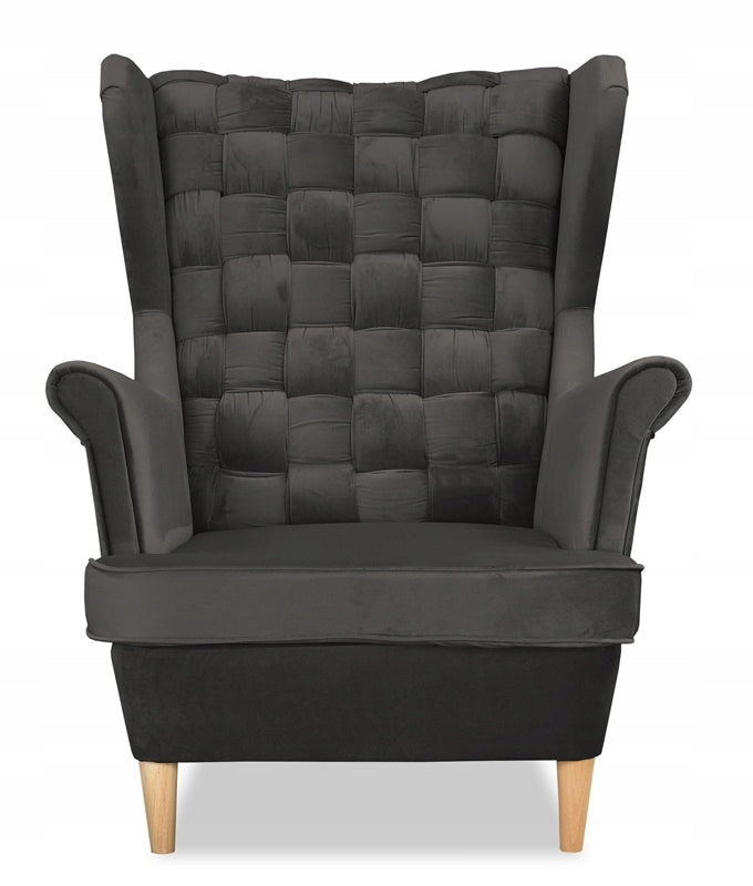 Fotel uszak Carol skandynawski Family Meble przeplatane OPARCIE grafit