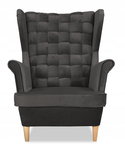 Fotel uszak Carol skandynawski Family Meble przeplatane OPARCIE grafit