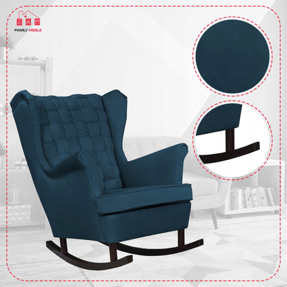 Fotel uszak Carol bujany skandynawski Family Meble GRANATOWY niebieski