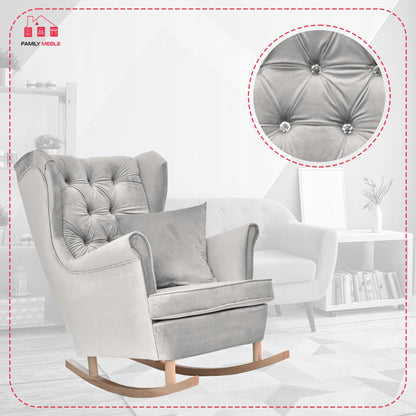 Fotel uszak Gaja bujany skandynawski Family Mebl popielaty jasno szary