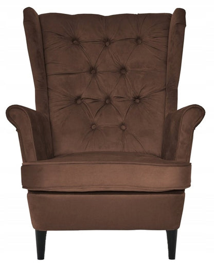 Fotel uszak Gaja skandynawski Family Meble brązowy czekoladowy beżowy