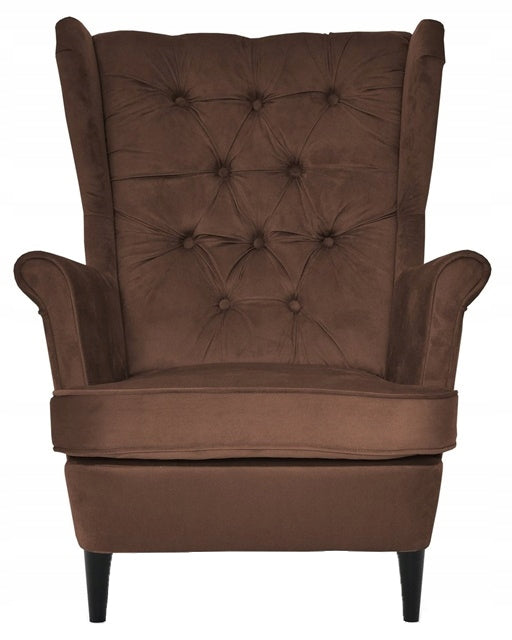 Fotel uszak Gaja skandynawski Family Meble brązowy czekoladowy beżowy