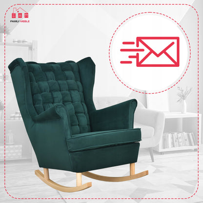 Fotel uszak Carol bujany skandynawski Family Meble butelkowa zieleń