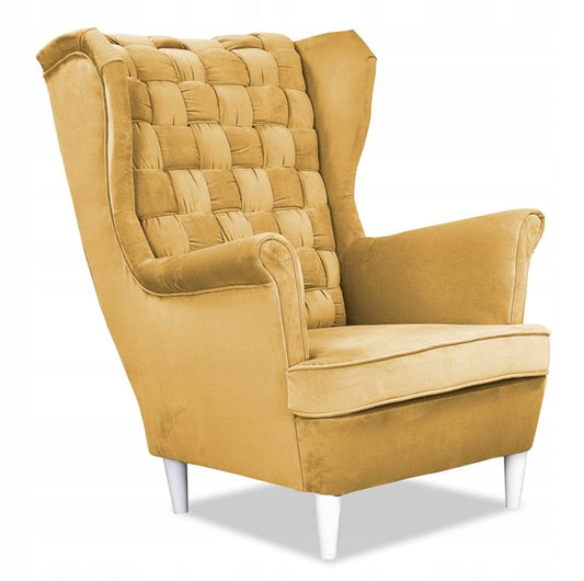 Fotel uszak Carol skandynawski Family Meble zgaszony żółty cytrynowy