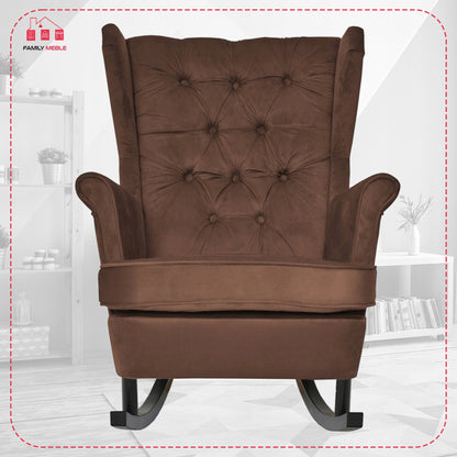 Fotel uszak Gaja bujany skandynawski Family Meble braun brązowy bujak