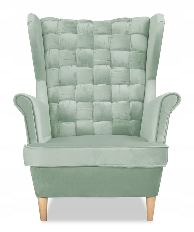 Fotel uszak Carol skandynawski Family Meble jasna mięta pistacja