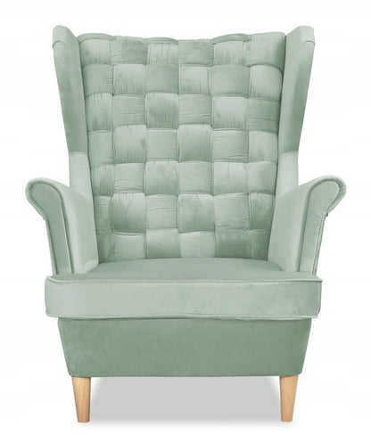 Fotel uszak Carol skandynawski Family Meble jasna mięta pistacja