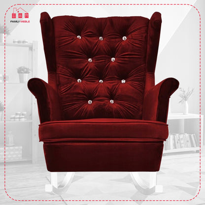 Fotel uszak Gaja bujany skandynawski Family Meble aksamitny czerwony