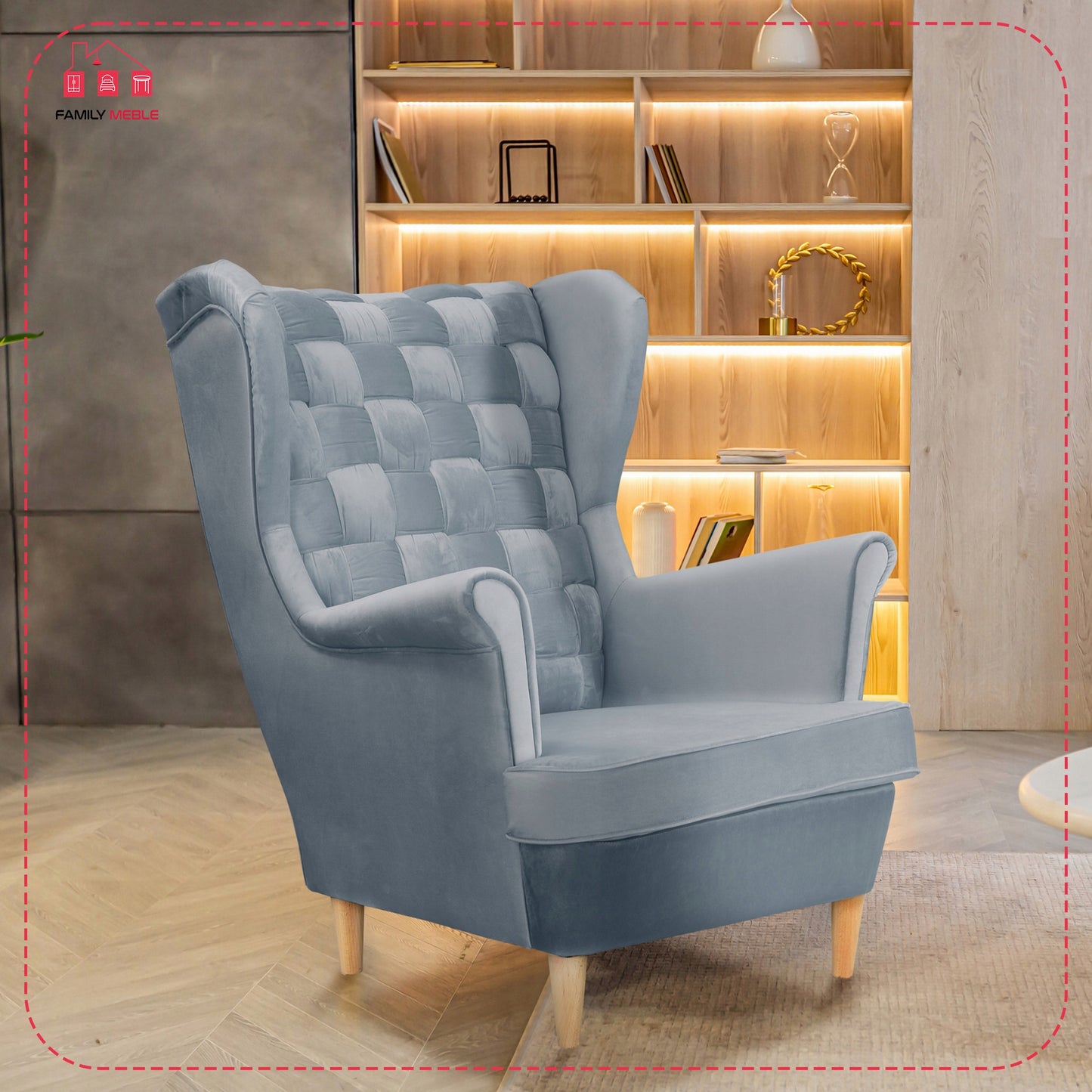 Fotel uszak Carol skandynawski Family Meble butelkowa zieleń, zielony