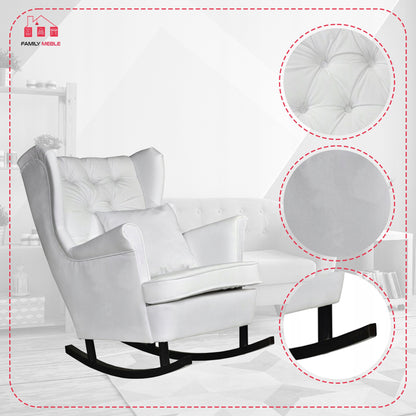 Fotel uszak Gaja bujany skandynawski Family Meble perłowy siwy jasny